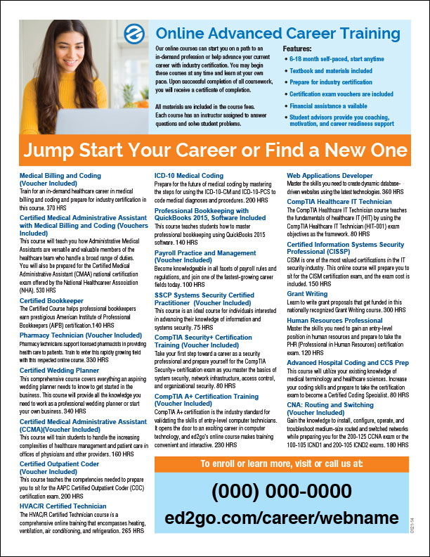 Read more about the article Flyer: Online Advanced Career Training