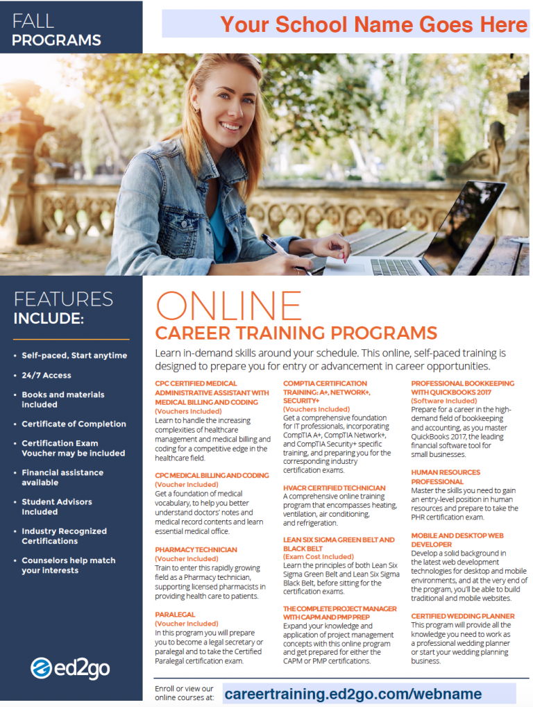 Flyer: Fall Ad for Career Training Programs-Letter