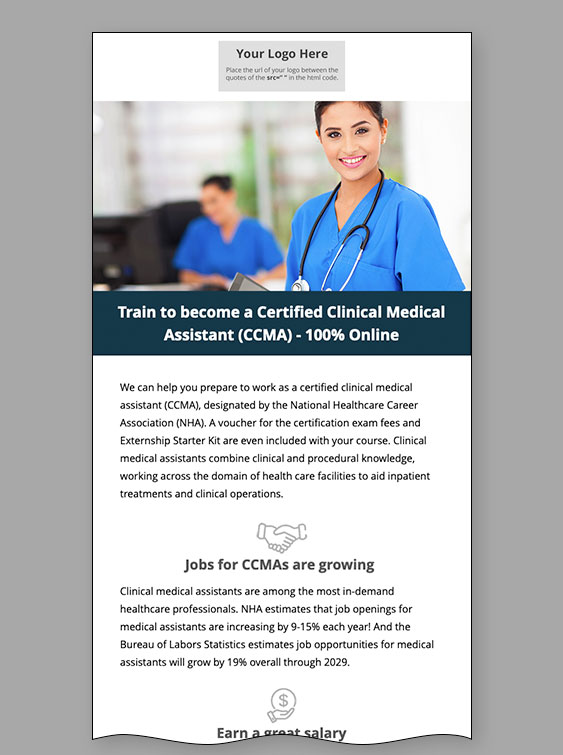 Read more about the article Certified Clinical Medical Assistant (CCMA) Courses Email Template