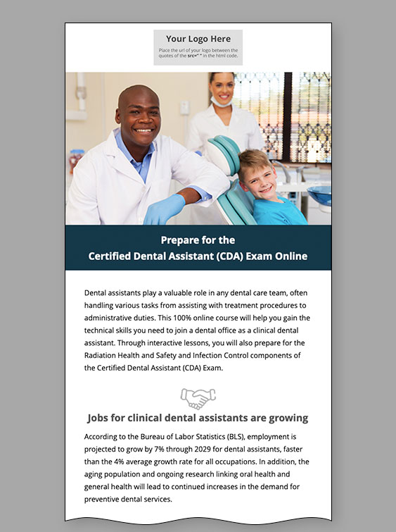Read more about the article Certified Clinical Dental Assistant (CDA) Course Email Template