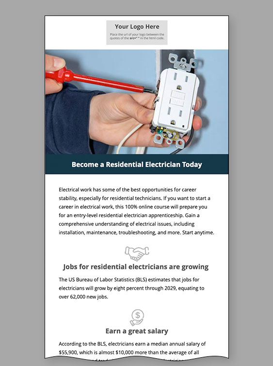 Read more about the article Residential Electrician Course Email Template