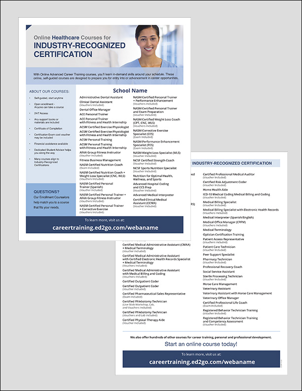 Read more about the article Flyer: Courses that lead to Industry-Recognized Certifications in Healthcare