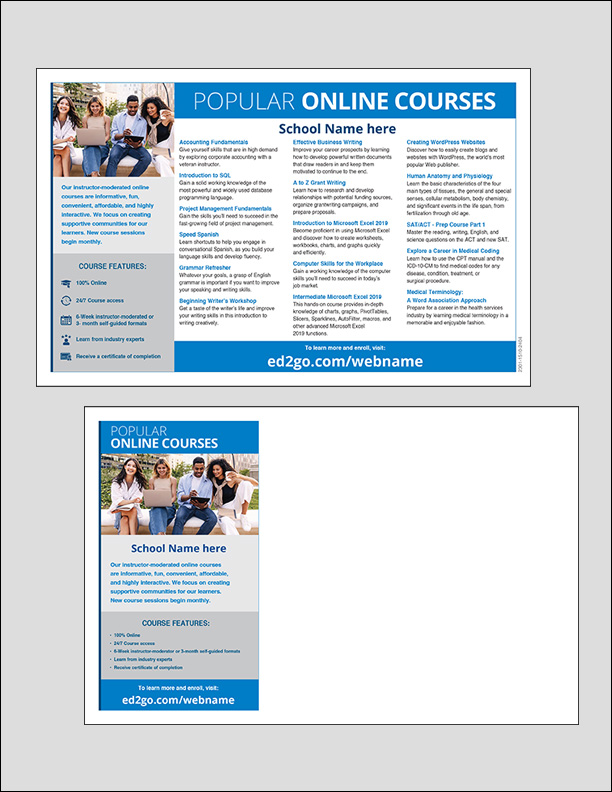 Read more about the article Popular Online Courses Postcard & Half-Page Ad