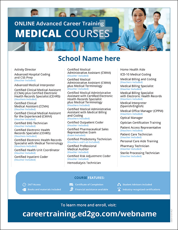 Read more about the article Flyer: Online Advanced Career Training Medical Courses
