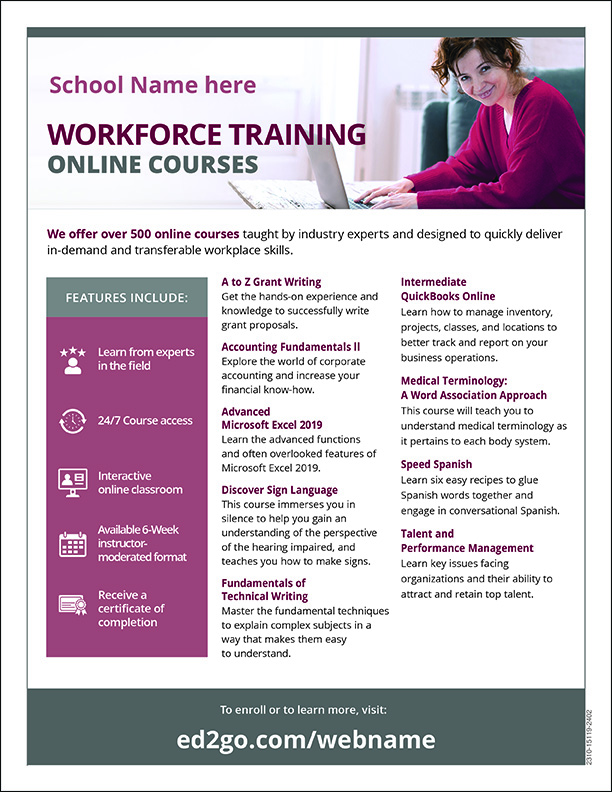 Read more about the article Flyer: Online Courses Workforce Training