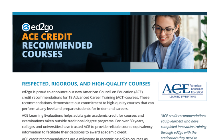 Read more about the article ed2go ACE Credit Recommended Courses