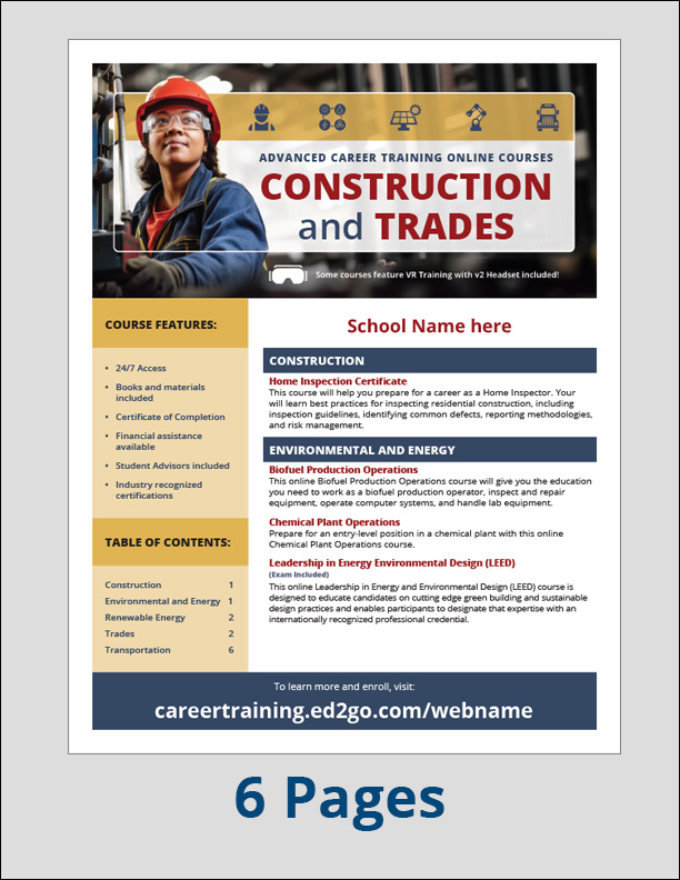 Read more about the article Catalog: Construction and Trades Advanced Career Training