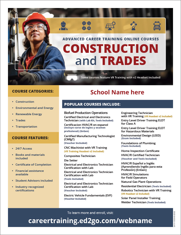 Read more about the article Flyer: Construction and Trades Advanced Career Training