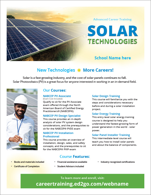 Read more about the article Flyer: Solar Technologies Advanced Career Training