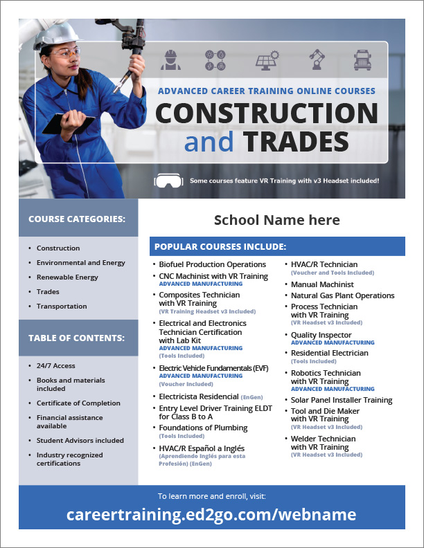 Read more about the article Flyer: Construction and Trades Advanced Career Training
