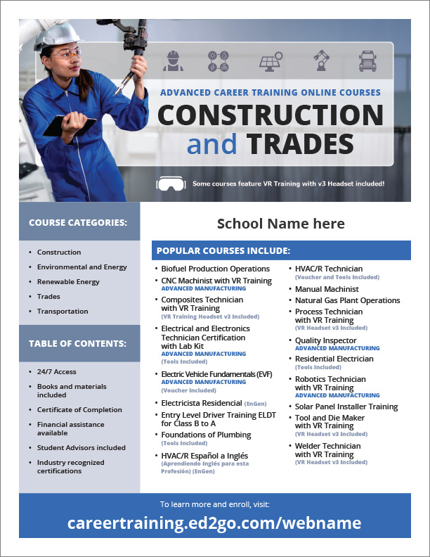 Read more about the article Flyer: Construction and Trades Advanced Career Training