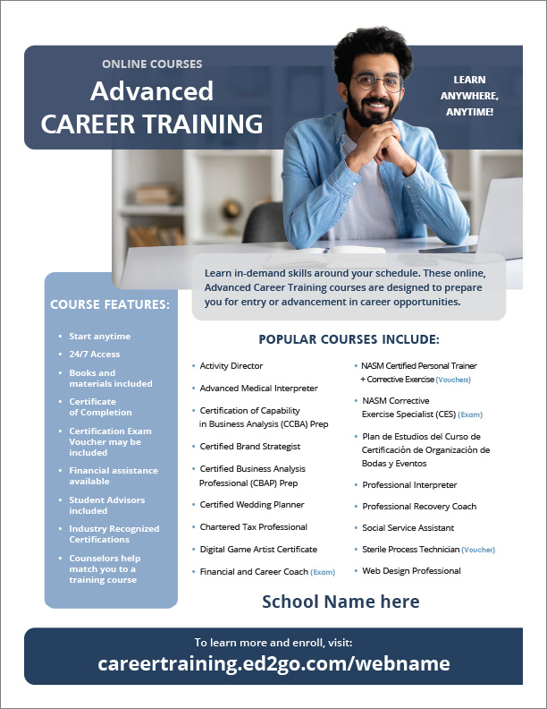 Read more about the article Flyer: Online Self-Guided Advanced Career Training Courses