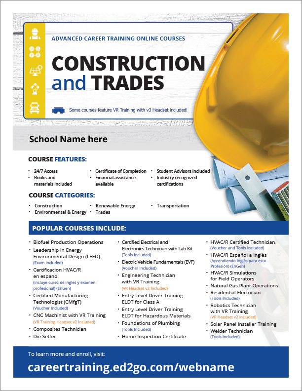 Read more about the article Flyer: Advanced Career Training for Construction and Trades