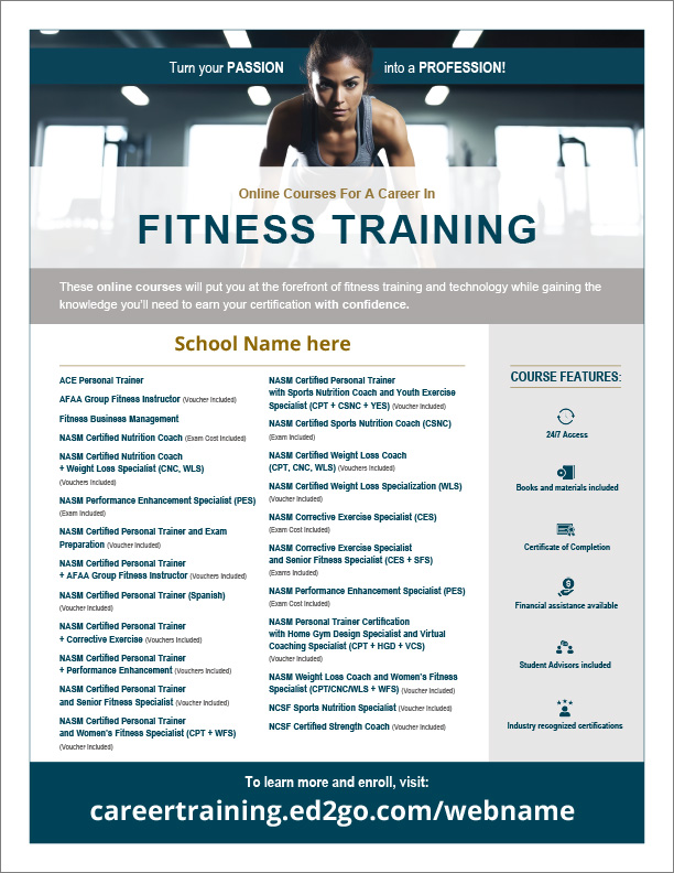 Read more about the article Flyer: Advanced Fitness Career Online Training Courses