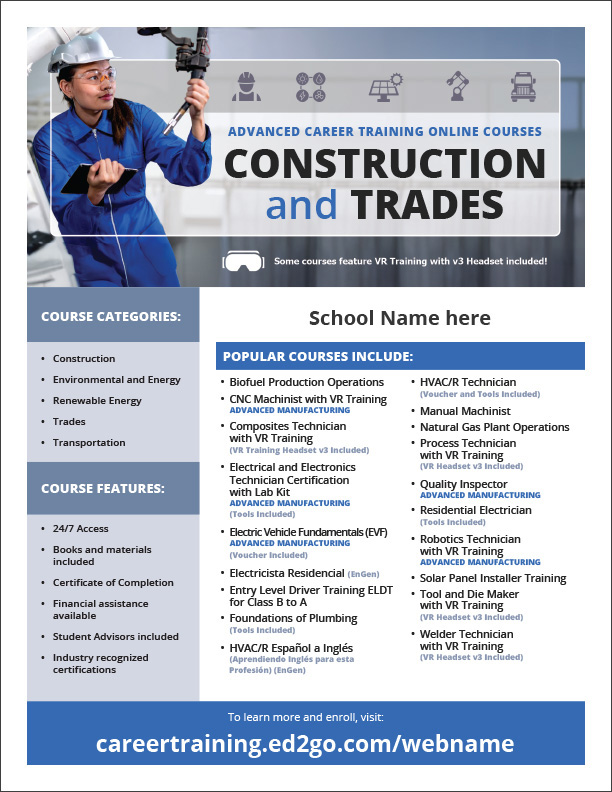 Read more about the article Flyer: Construction and Trades Advanced Career Training