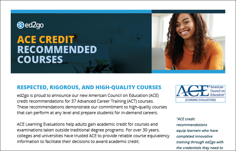 Read more about the article ed2go ACE Credit Recommended Courses